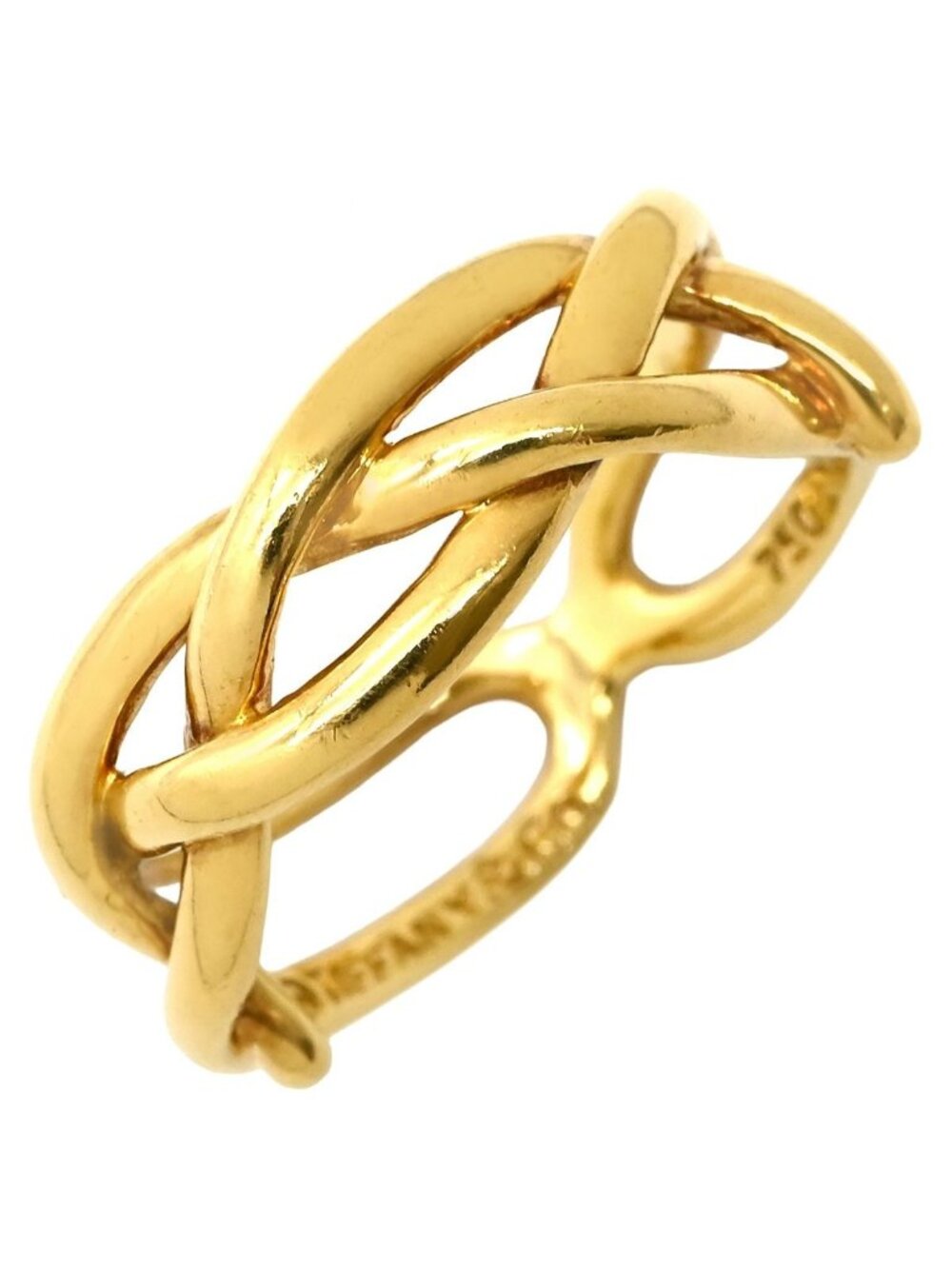 Tiffany & Co Ring Cross Wave Twi String Yellow Gold T&Co YG Vintage